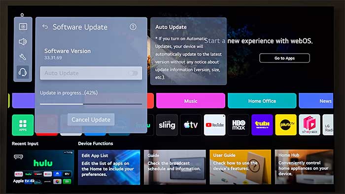 LG TV Software Update — Two Menus, Depending on Your Model Year 1 LG webOS Support menu with Software Update highlighted