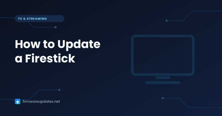 "How to Update a Firestick" cover card with a television outline on a dark blue background