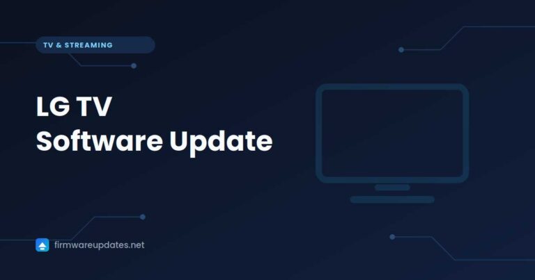 "LG TV Software Update" cover card with a television outline on a dark blue background