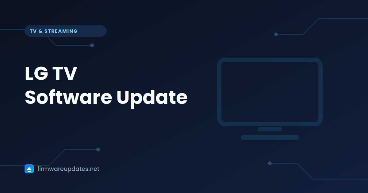 "LG TV Software Update" cover card with a television outline on a dark blue background