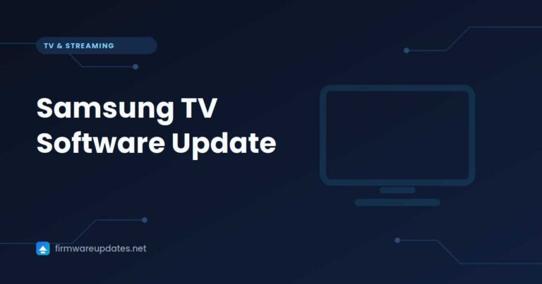 "Samsung TV Software Update" cover card with a television outline on a dark blue background