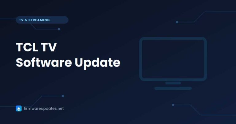 "TCL TV Software Update" cover card with a television outline on a dark blue background