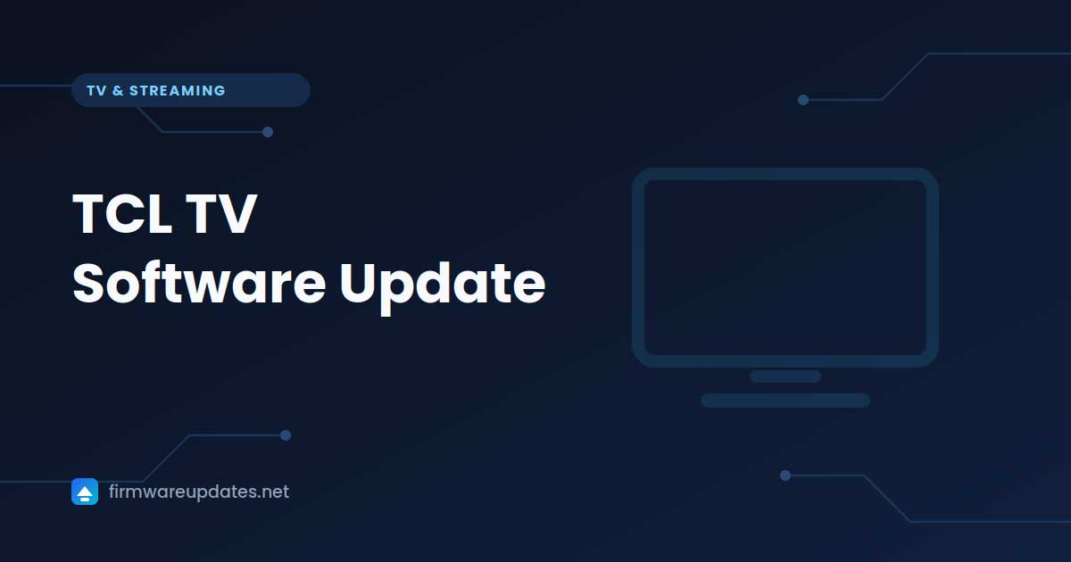 "TCL TV Software Update" cover card with a television outline on a dark blue background